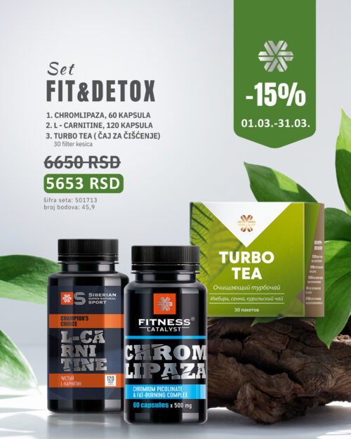 Fit & Detox Siberian Wellness: L-karnitin, Hromlipaza, Turbo čaj